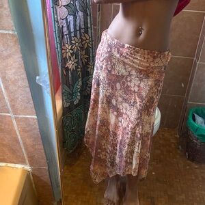 Bohemian Midi Skirt in Earthy Tones